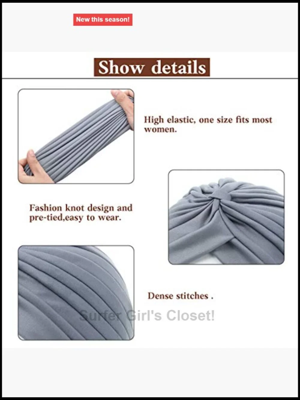 6 Pack Stretchy Beanie Turbans Pre Tied Knot Chemo Head Wraps Soft Sleep Hats